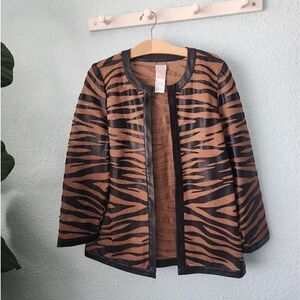 Chico's open front faux leather animal print NWOT cardigan jacket